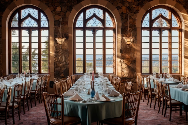 Wnętrze luksusowej sali restauracyjnej